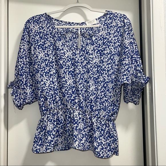Blue floral print blouse - Picture 1 of 3